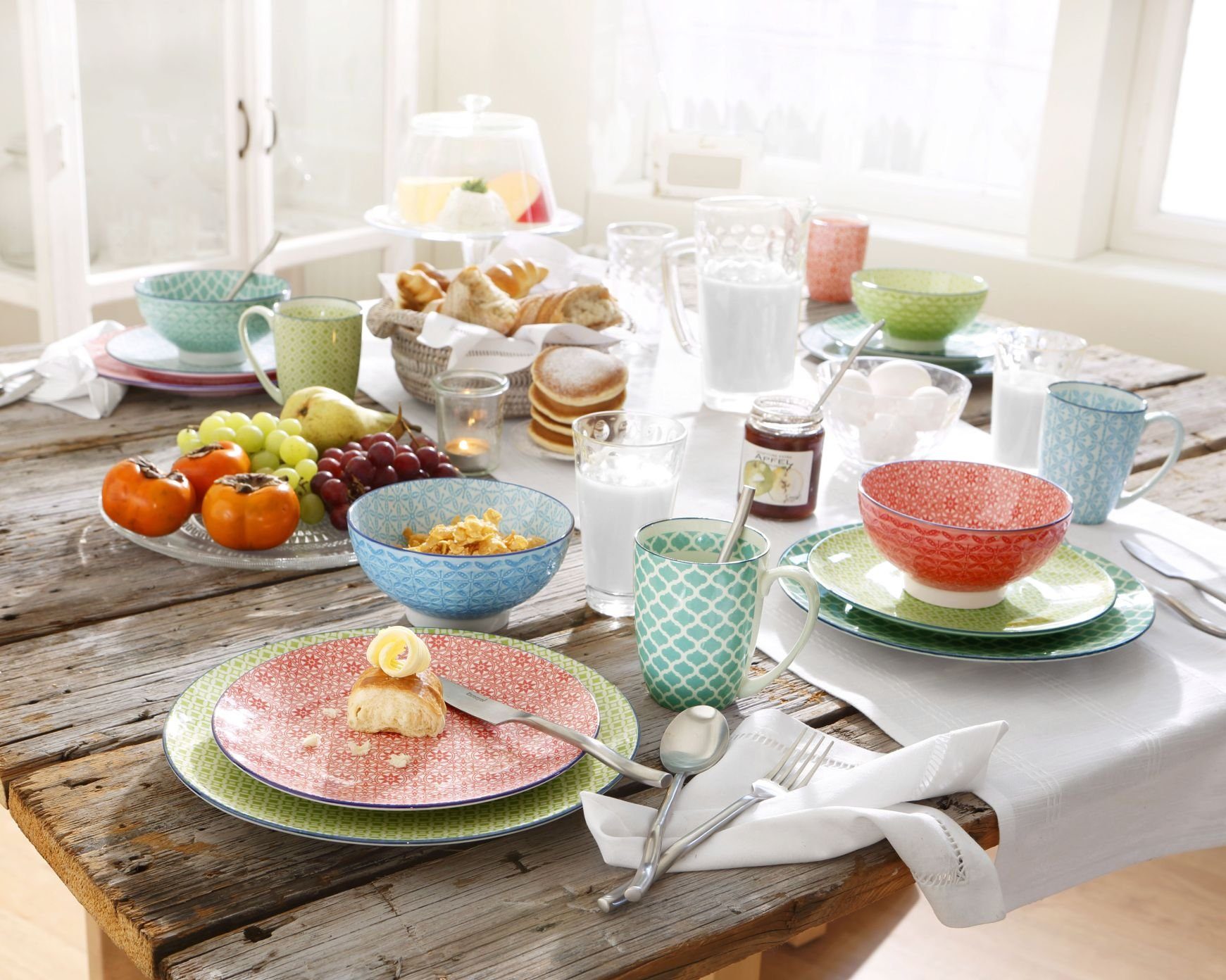 creaTable Kombiservice Geschirr-Set Mediterran (16-tlg), 4 Personen, Steinzeug, Service, 16 Teile, für 4 Personen – Bild 4 von 5