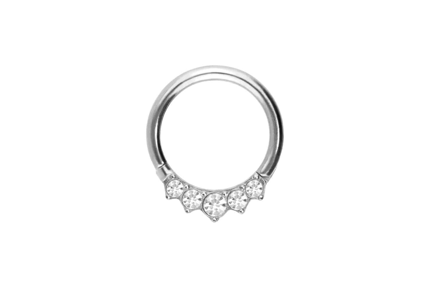 Piercing-Set Titan Segmentring Clicker 5 EINGEFASSTE KRISTALLE