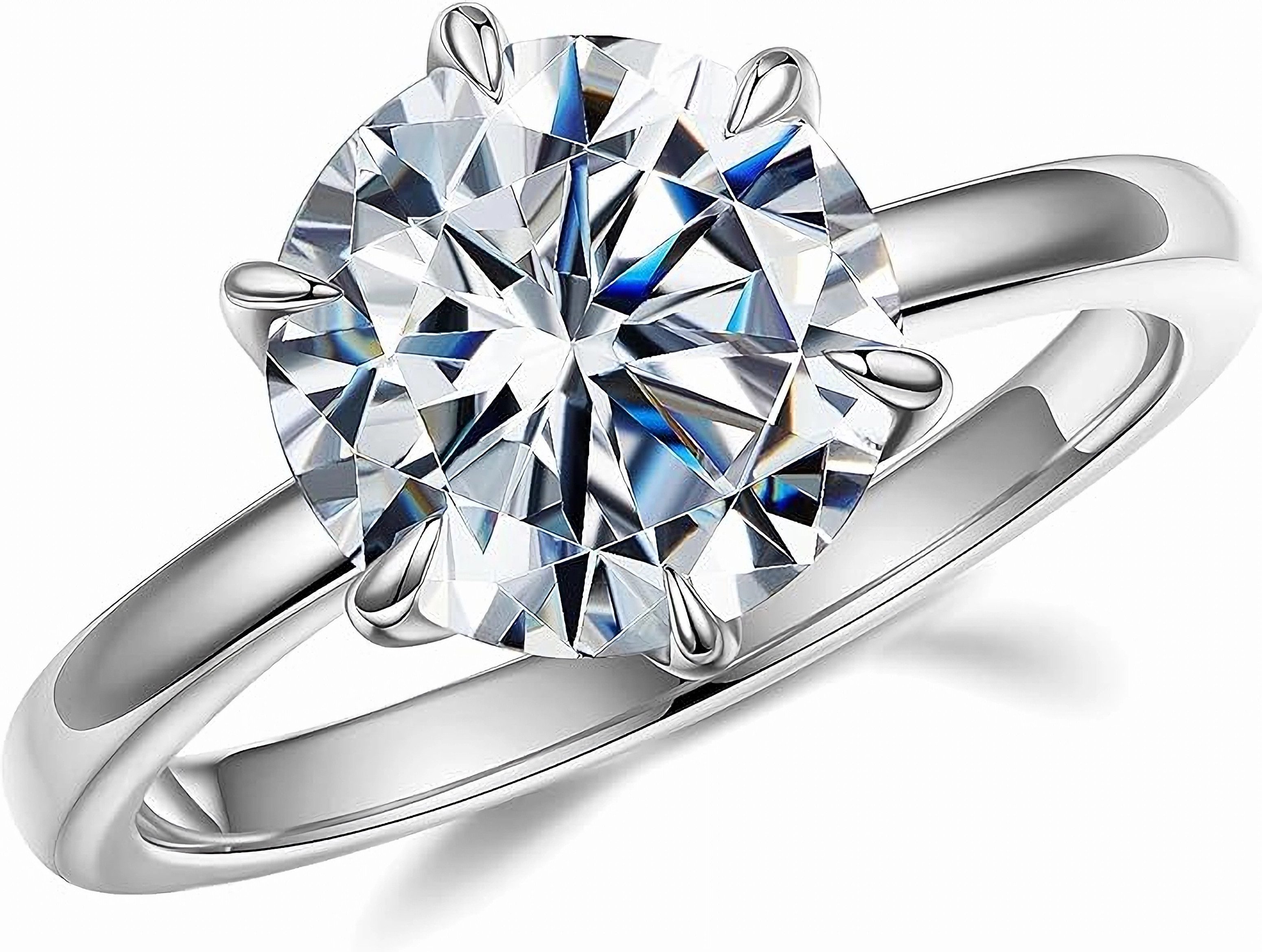 Jumpeak Verlobungsring 585 Gold, 3ct rundgeschliffener Labor Diamant, Damen-Ehering, Das perfekte Weihnachts-/Geburtstags-/Hochzeitsgeschenk für sie/ihn
