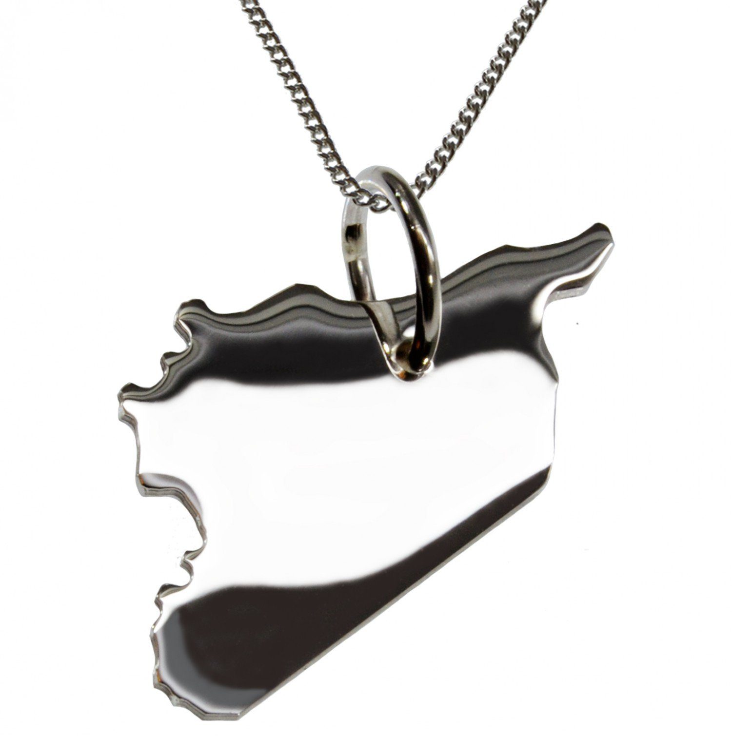 Kette mit Anhänger 50cm Halskette + Syrien Anhänger in massiv 925 Silber