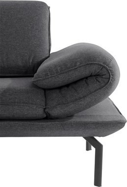 DOMO collection 2-Sitzer New York, wahlweise mit Armlehnen- und Rückenfunktion, mit Winkelfuß aus Metall
