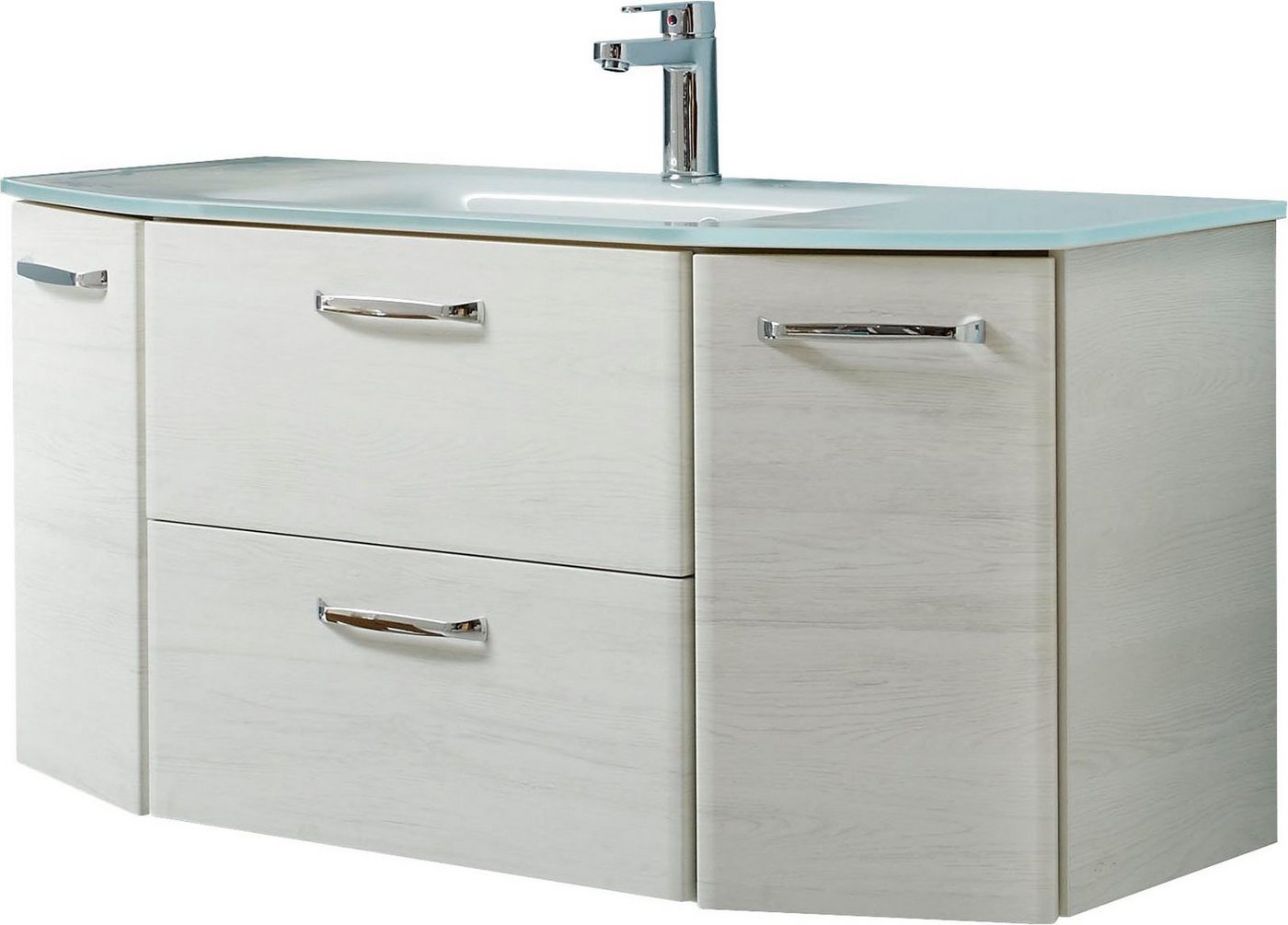 Thumbnail - Saphir Waschtisch Quickset Waschplatz inkl. Glaswaschtisch, 112 cm breit, 2 Türen, Unterschrank mit Waschbecken, inkl. T...