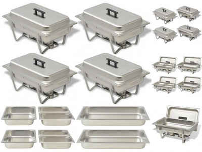 vidaXL Speisenwärmer Chafing Dish Set 4-tlg Edelstahl Buffet Behälter Warmhalte Stövchen