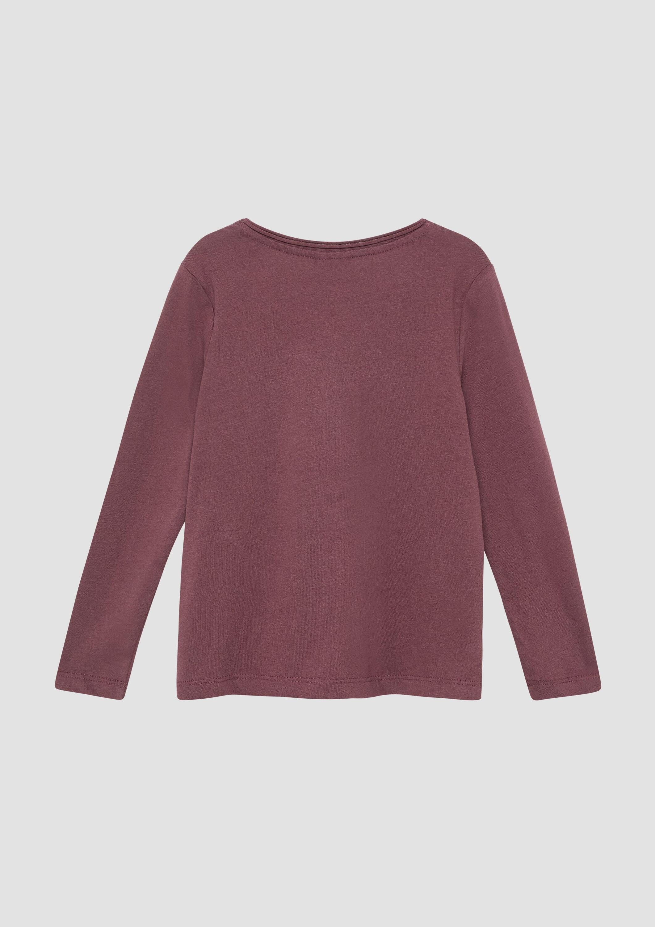 s.Oliver Langarmshirt T-Shirt Longsleeve mit Pferde-Print und Pailletten