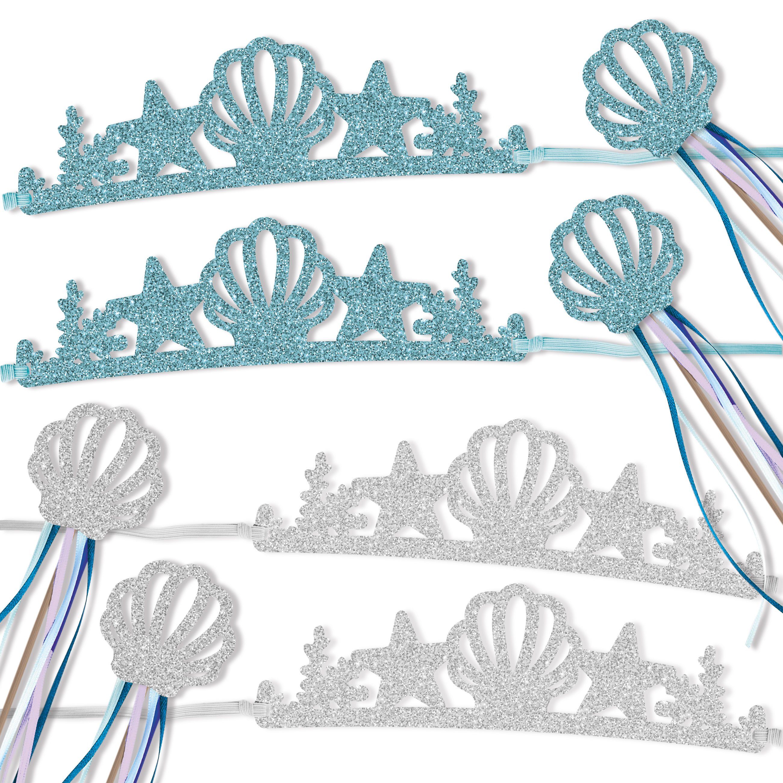 PAPIERDRACHEN Prinzessin-Kostüm Kronen mit Zauberstab - 4er Set - Glitzernde Цвета(ов)