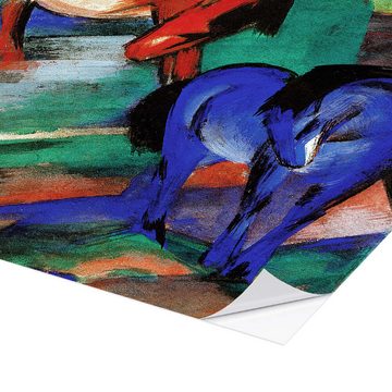 Posterlounge Wandfolie Franz Marc, Rotes und blaues Pferd, Malerei