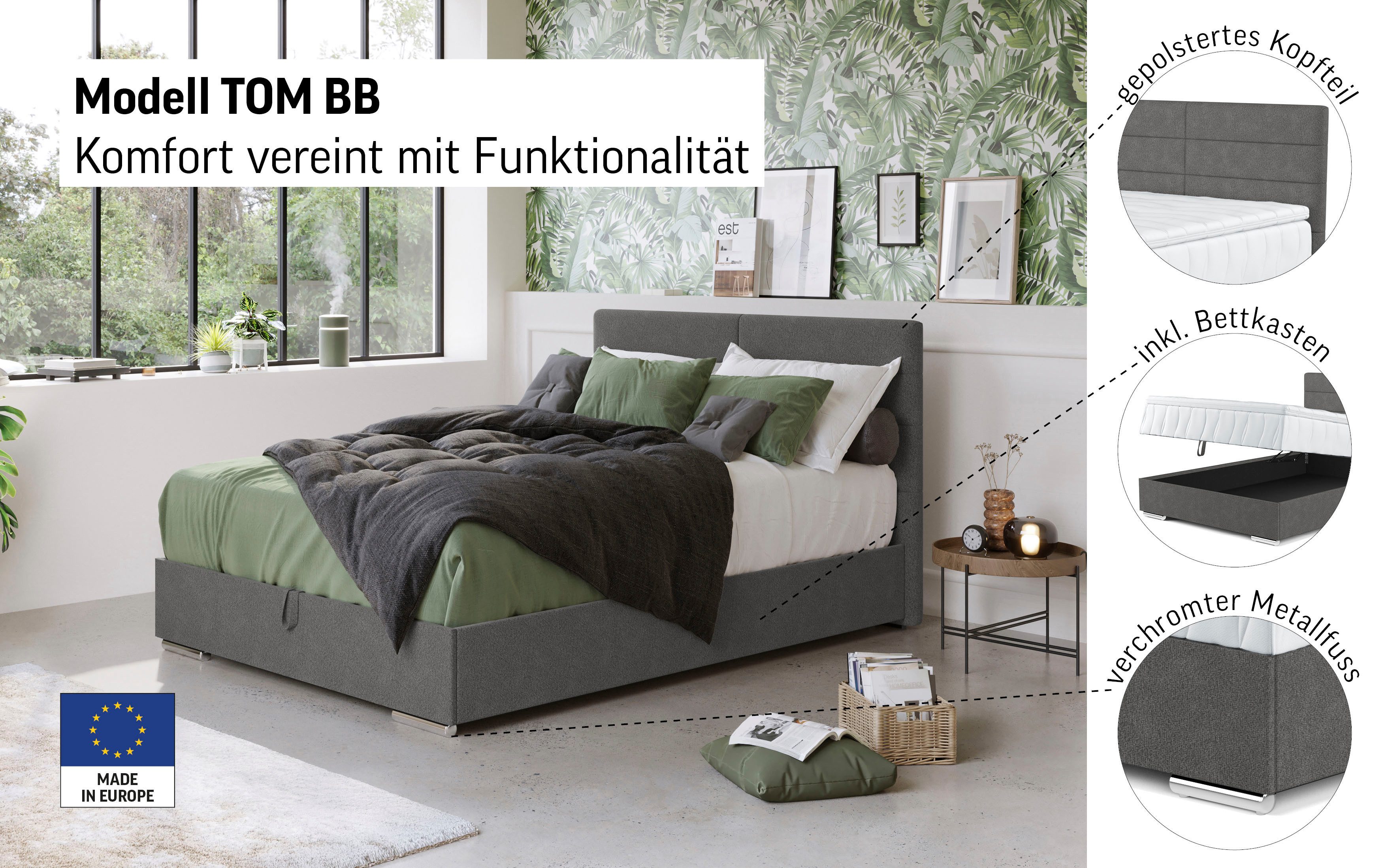 COTTA Boxbett Tom mit Bettkasten, Topper und Zierkissen, Bestseller, Unser Dauertiefpreis