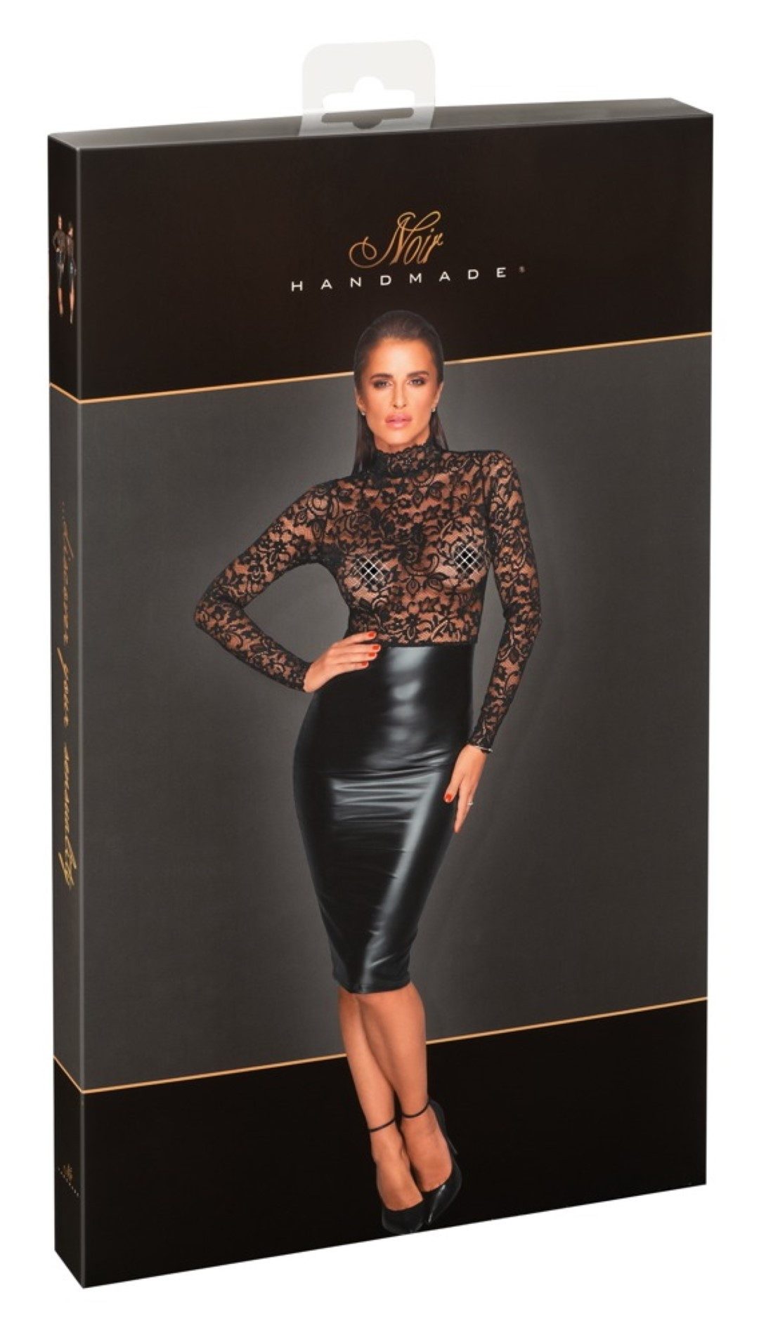 Noir Partykleid Noir- Kleid Spitze - (L,M,S,XL)