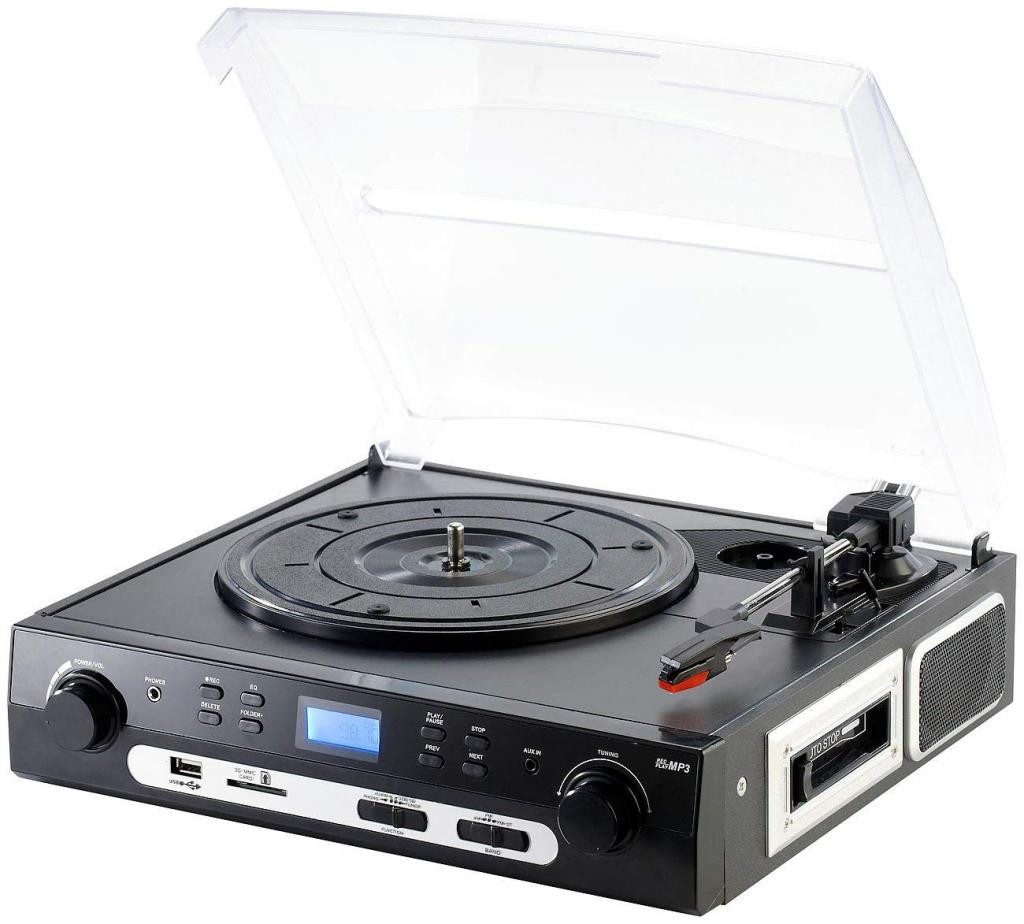 Q-Sonic UPL-855.MP3 Plattenspieler und Digitalisierer Schallplatten MC Multifunktionsspieler (Riemenantrieb)