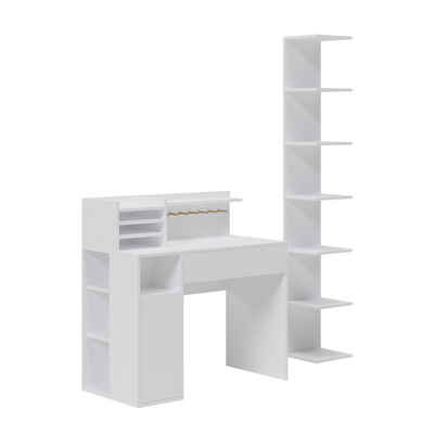 Vicco Schreibtisch Basteltischset Weiß mit Wandregal