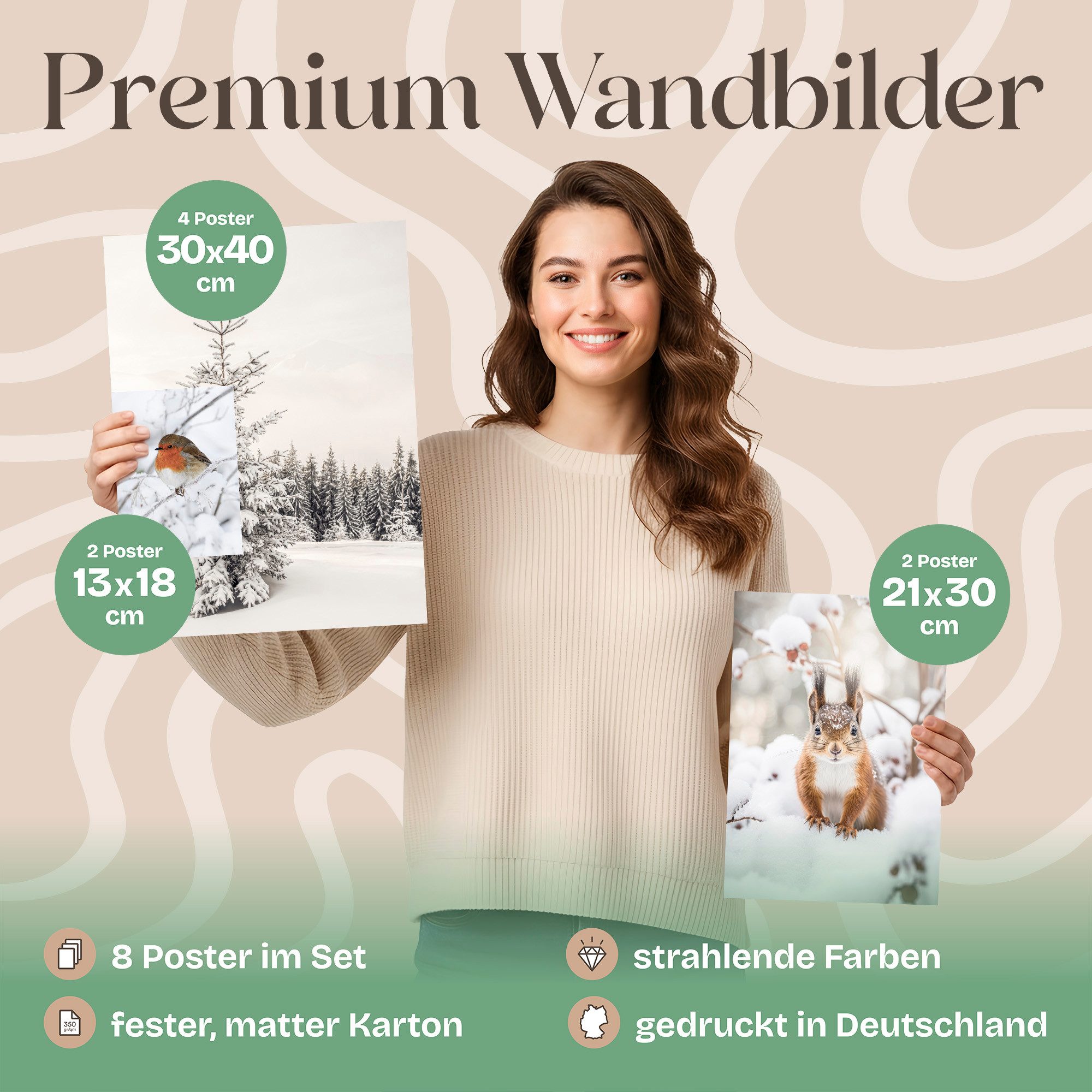 ARTFAVES Bilder-Collage Poster Set Winter Wonderland I mehrteilige Bilderwand I Wandbilder, (8er Set), moderne Wandbilder Winter Deko