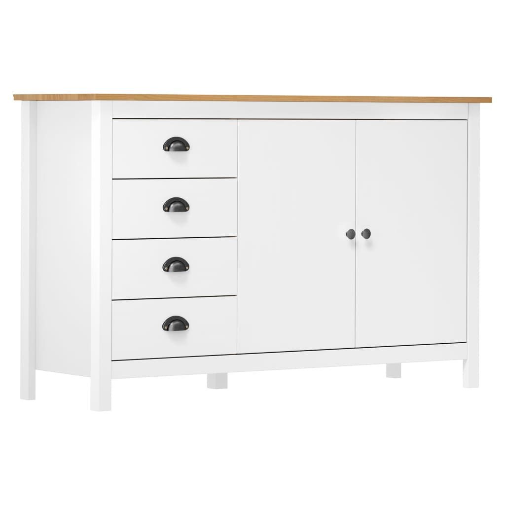 vidaXL Sideboard NA Sideboard Hill Range Weiß 130x40x80cm Kiefer Massivholz