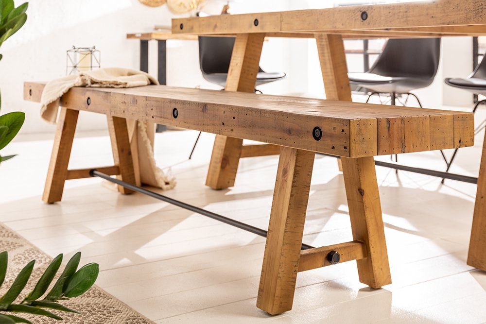riess-ambiente Sitzbank FINCA 165cm vintage braun, Holzbank · recyceltes Massivholz · Esszimmer · Pinienholz