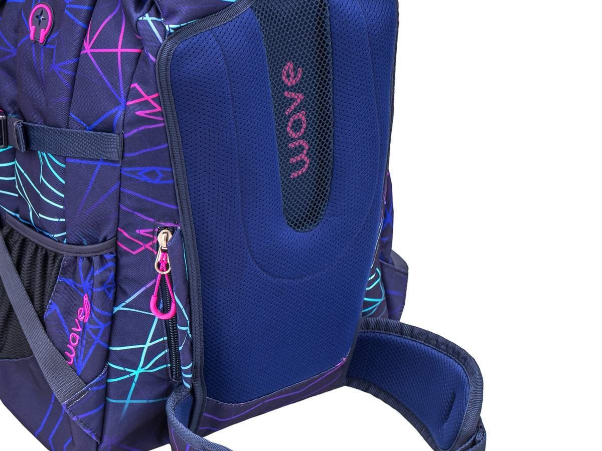Infinity, Schultasche, 5. ab weiterführende purple Wave für Schule, Klasse, Mädchen Stripes Schulrucksack