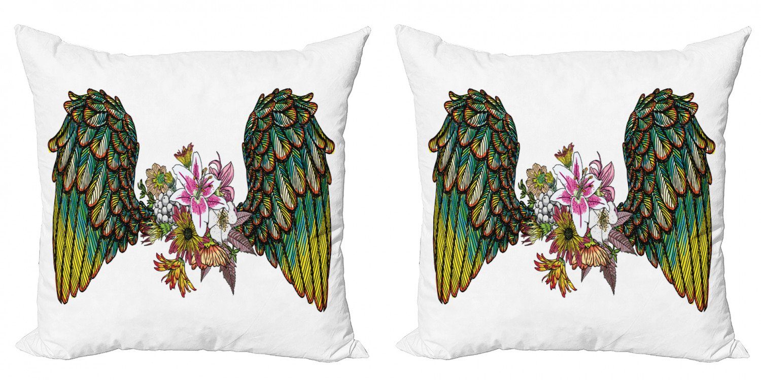 Kissenbezüge Modern Doppelseitiger Wings Accent Abakuhaus Blumen angel (2 Stück), böhmische Digitaldruck