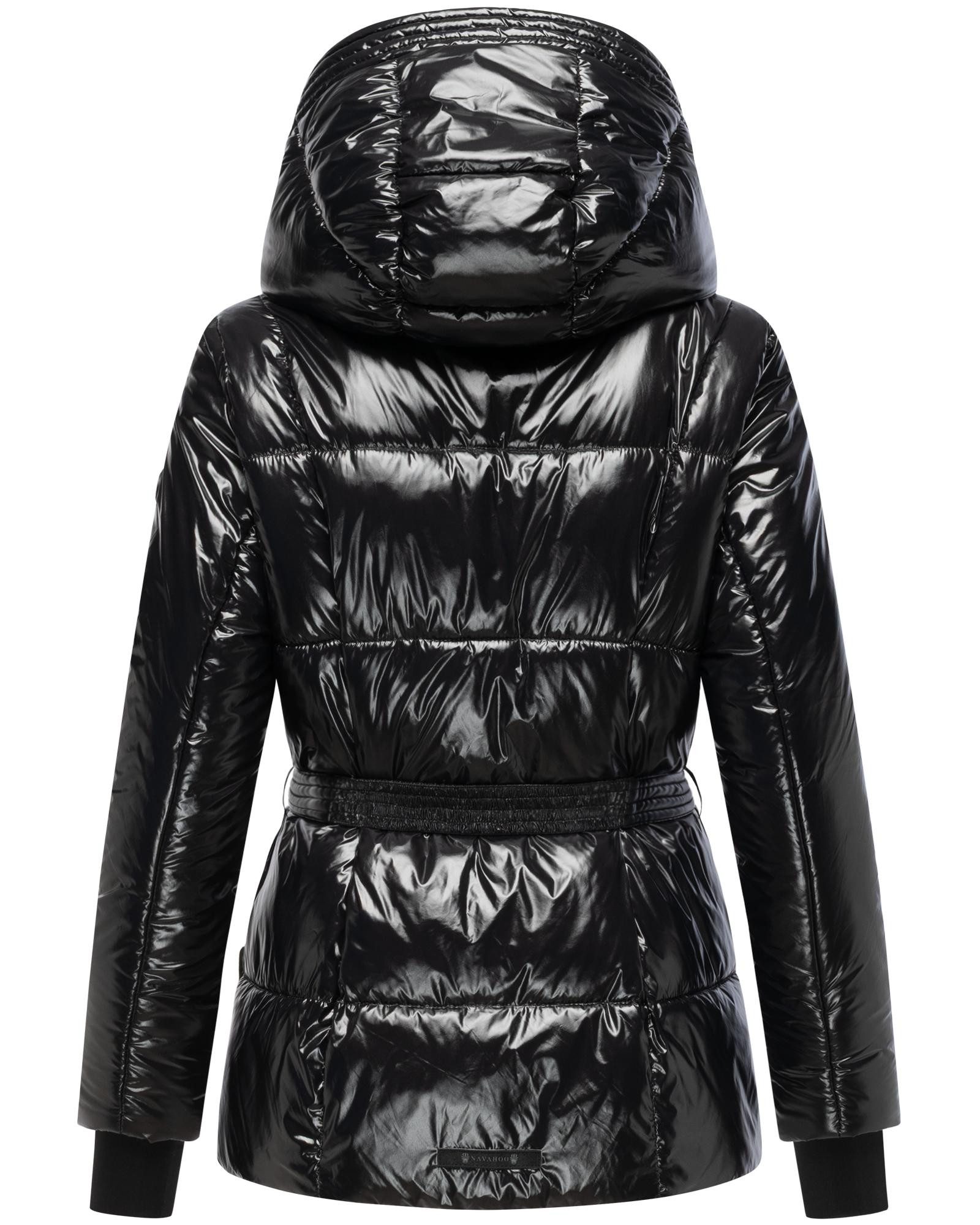 Navahoo Steppjacke Eisglanz 14 Glänzende Damen Winterjacke mit Taillengürtel