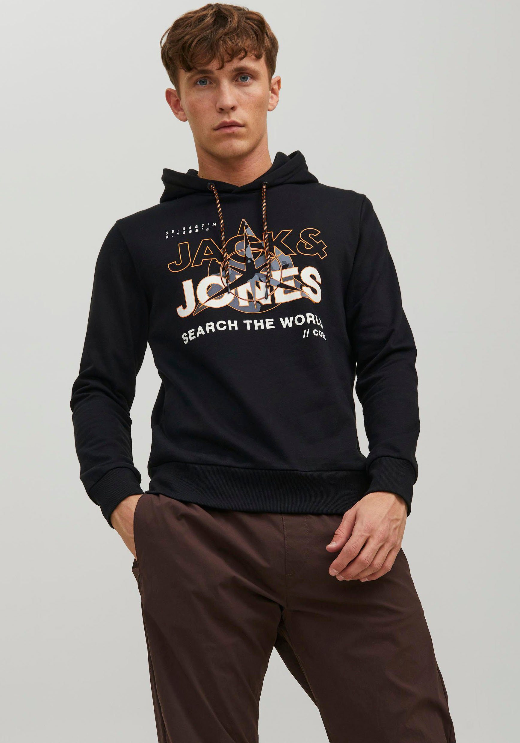 Jack & Jones Kapuzensweatshirt JCOHUNT LN Black HOOD SWEAT