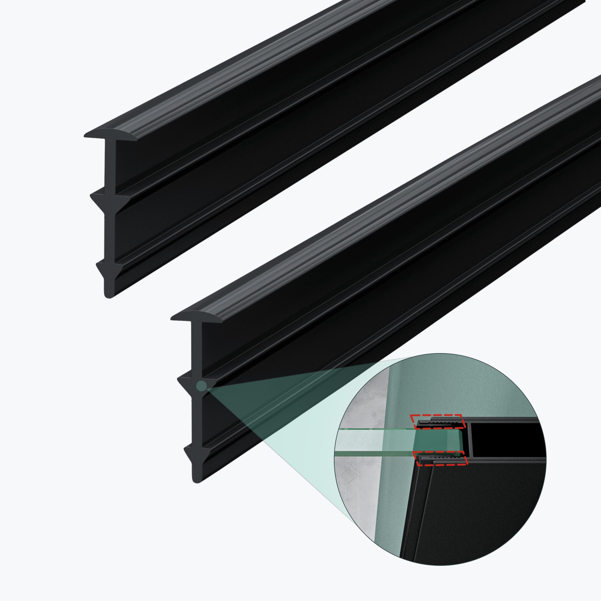Mai & Mai Duschdichtung Ersatzdichtung für 6mm Glasstärke Wanddichtung Eckabdichtung, L: 200 cm