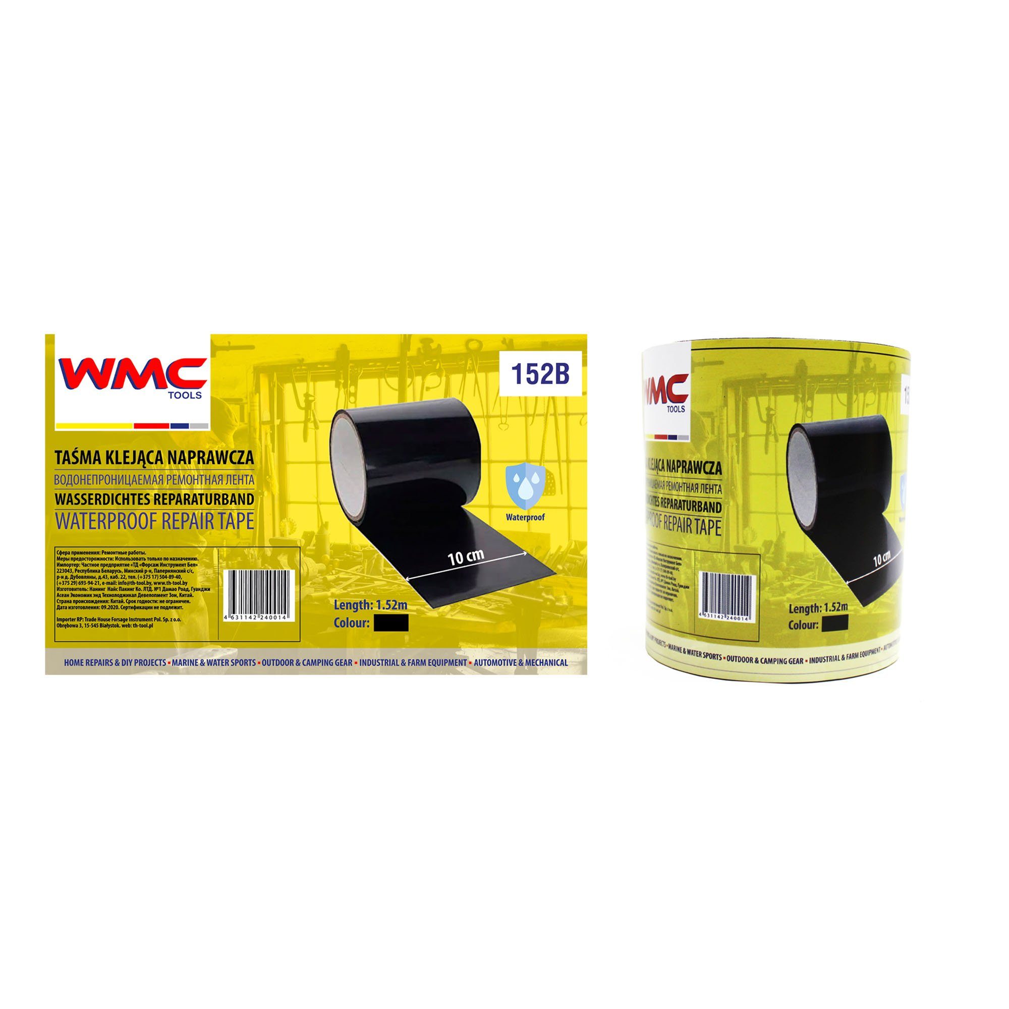 wasserdichtes Werkzeugset Tools wasserdicht Tape Klebeband, 10 x Reparaturband Klebeband schwarz cm m WMC (1-St), 1,5