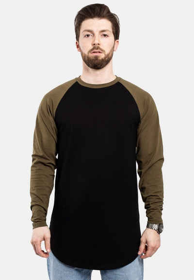 Blackskies T-Shirt Baseball Longshirt T-Shirt Schwarz-Olive X-Large
