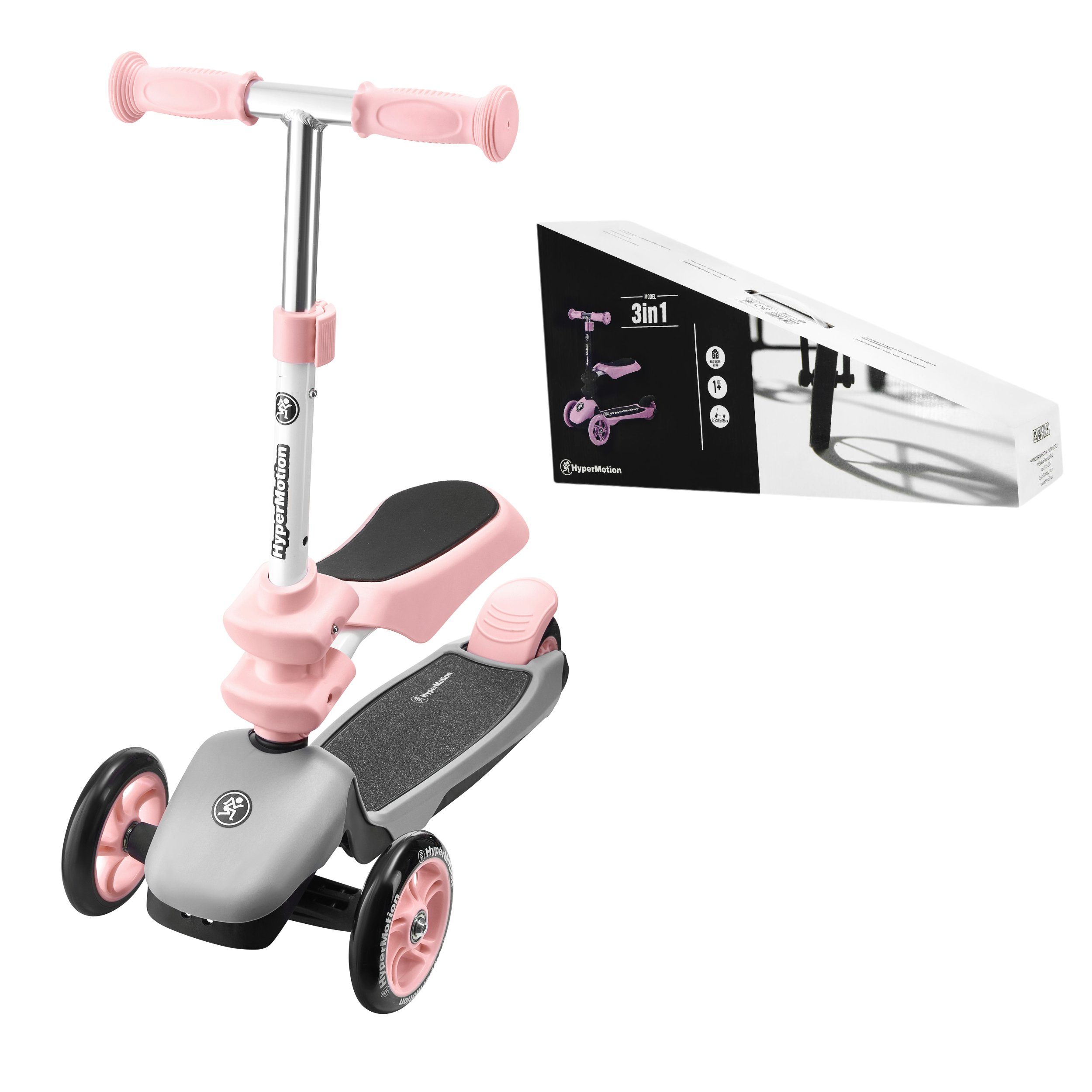 HyperMotion Dreiradscooter Roller 3in1 - Rosa