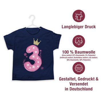 Shirtracer T-Shirt Dritter Mädchen Krone Sterne 3. Geburtstag