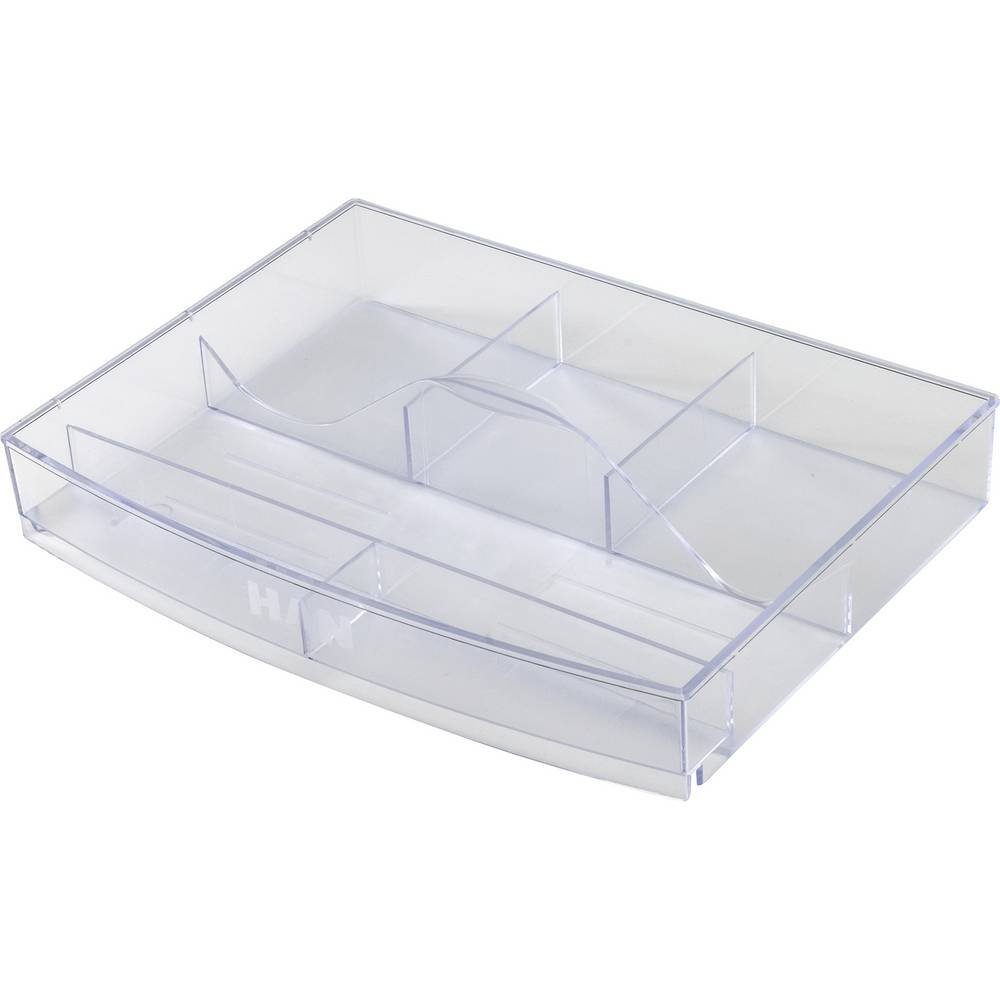 Schubladenbox 6 -glasklar Griff, mit Fächern HAN und