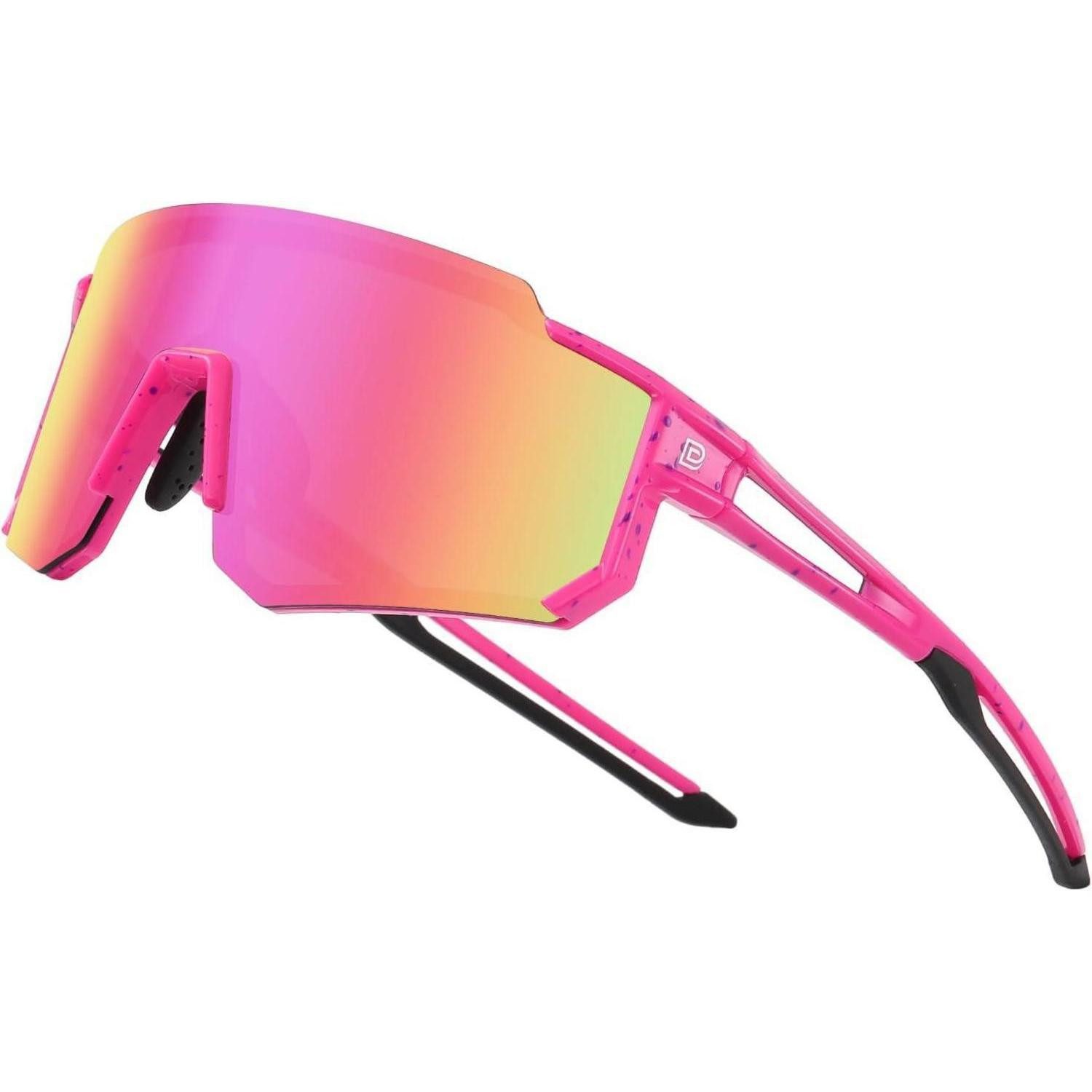 LuxusKollektion Fahrradbrille Sonnenbrille polarisierte Rose Lila Dot Schwarz Temple Revo Rosa Linse