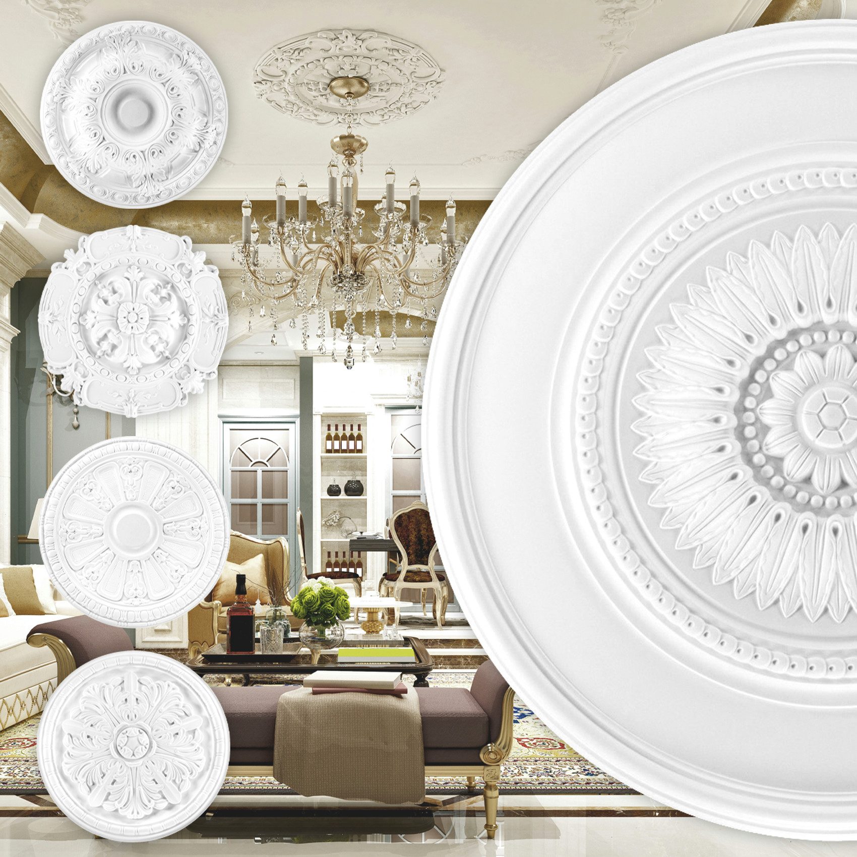 Grand Decor Wanddekoobjekt R106 (Stuckrosette aus günstig online kaufen