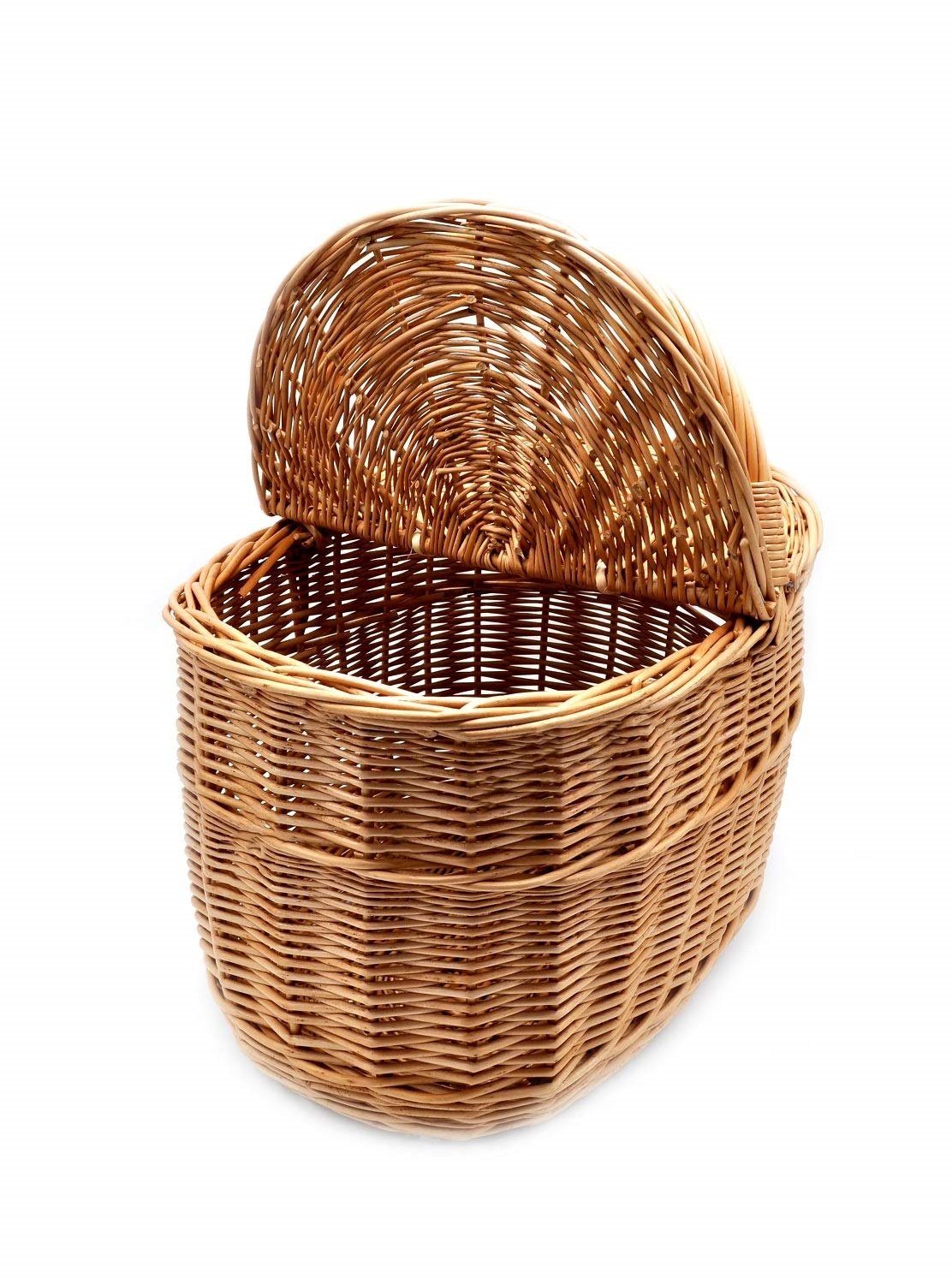 Einkaufskorb Einkaufskorb Korb braun Weide MyBer® Deckel Stoffeinlage 2 Picknickkorb aus