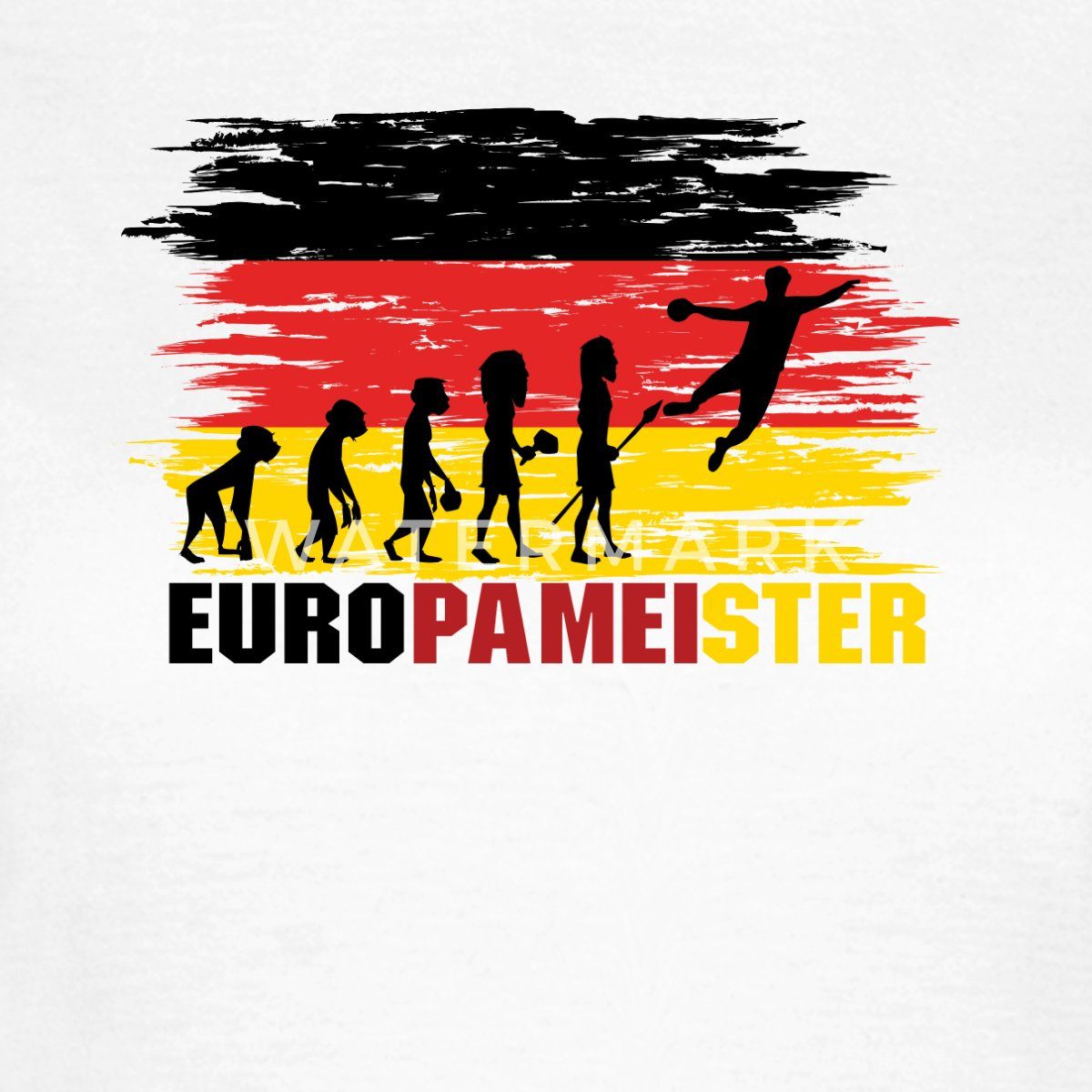Spreadshirt T-Shirt Evolution Handball Europameister Deutschland Frauen T-Shirt (1-tlg) Slim Fit, fällt klein aus