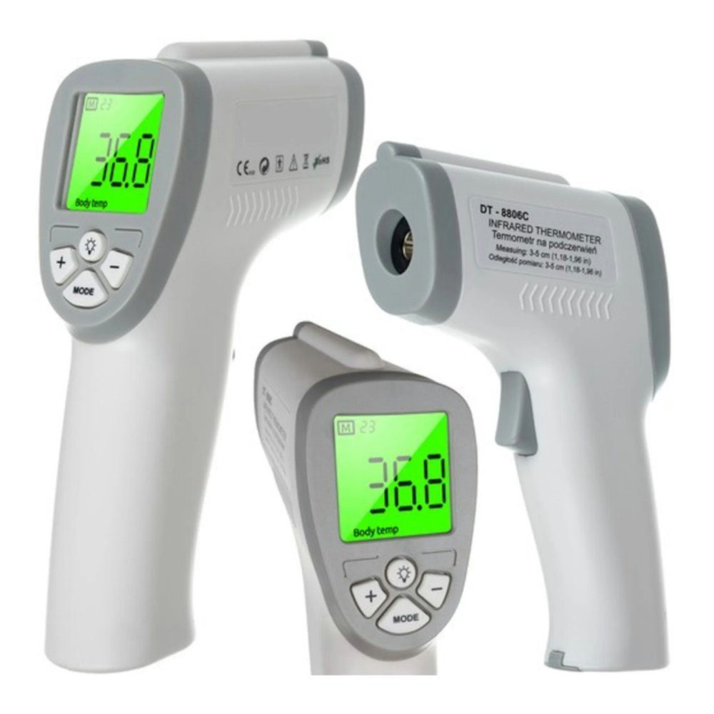 ISO TRADE Lasermessgerät Thermometer grau, Berührungsloses LCD-Thermometer  grau Batterie Display