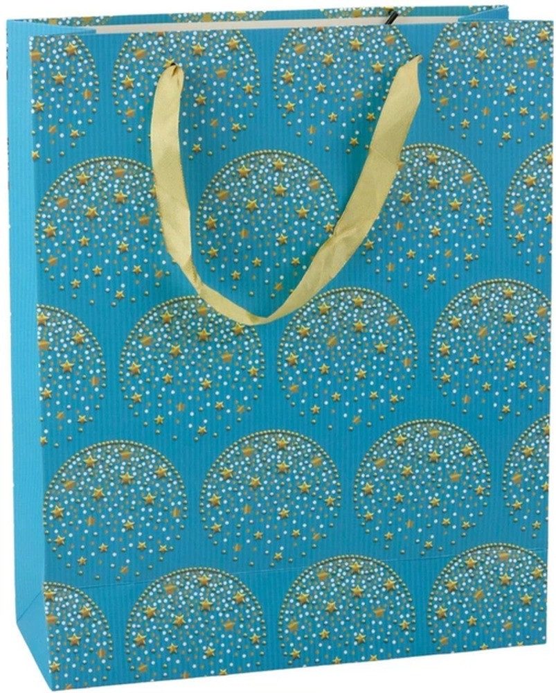 LEAN TOYS Geschenktüten Elegante Geschenktüte Gold Sterne Blau