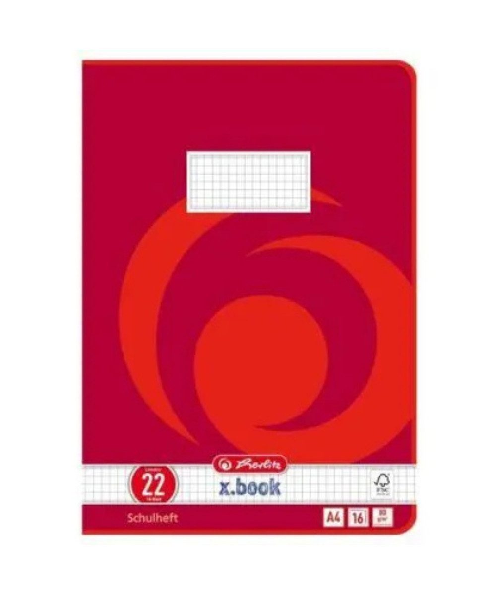 Herlitz Schulheft Herlitz Schulheft x-book 16 Blatt, kariert Lin 22, Starker Kartoneinband und gerundete Ecken