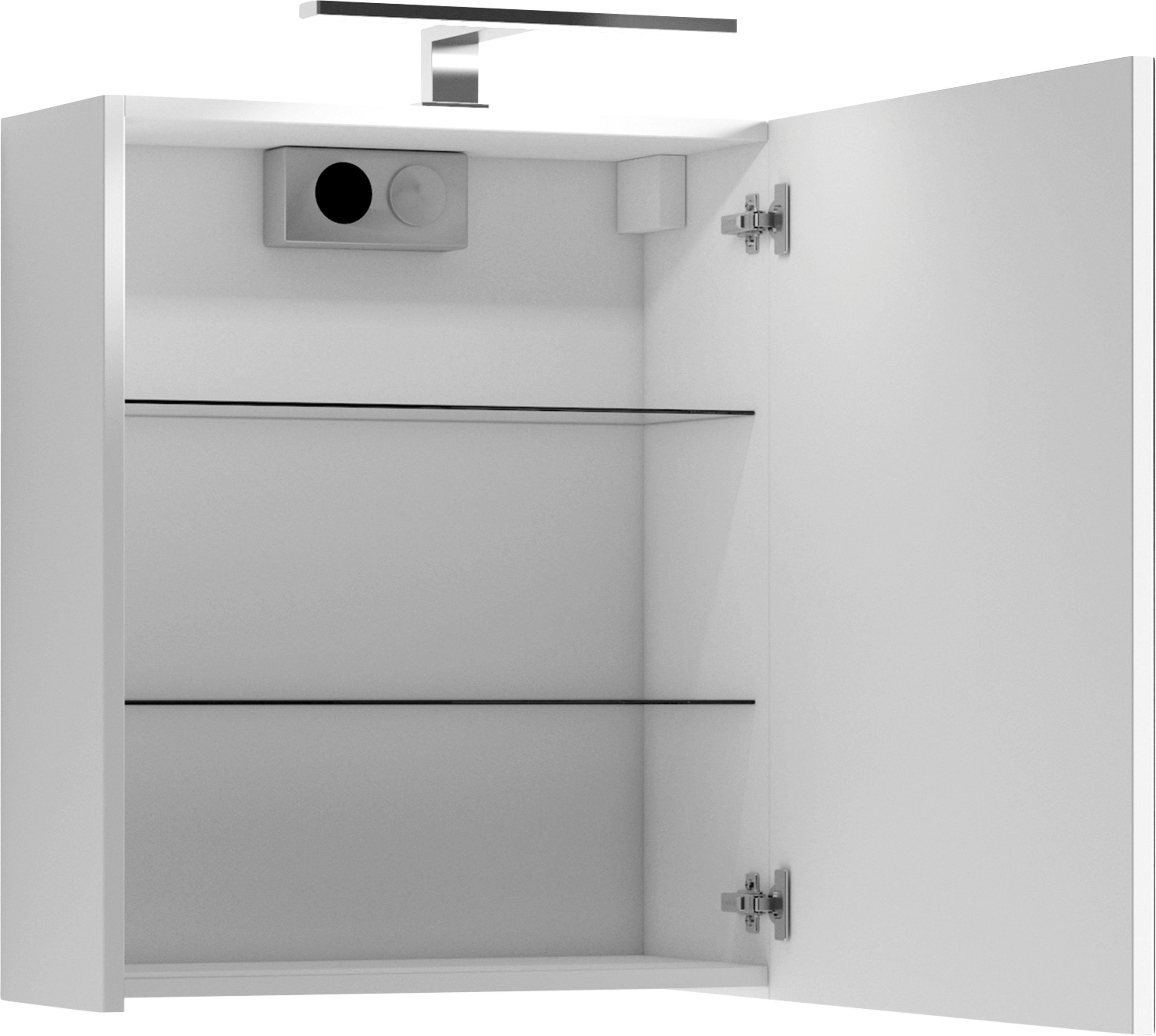 byLIVING Spiegelschrank Serie Spree, in vielen Breiten erhältlich Soft-Close, LED Beleuchtung mit Schalter- und Steckdosenbox