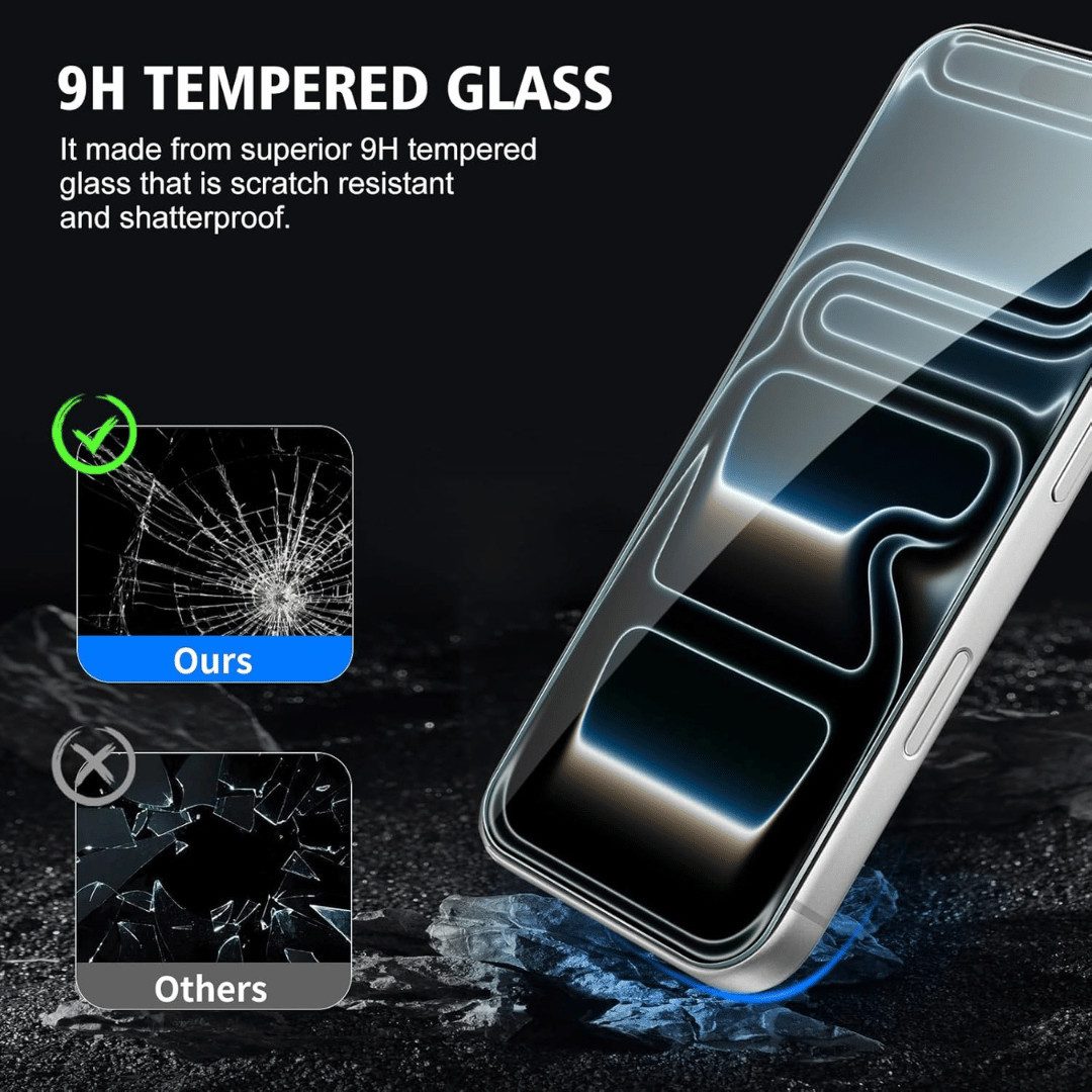 SmartUP Displayschutzglas 2X Schutzglas für iPhone 17 Pro Max Display Kamera Panzerfolie Full 9H für iPhone 17 Pro Max, kompletter Rundumschutz