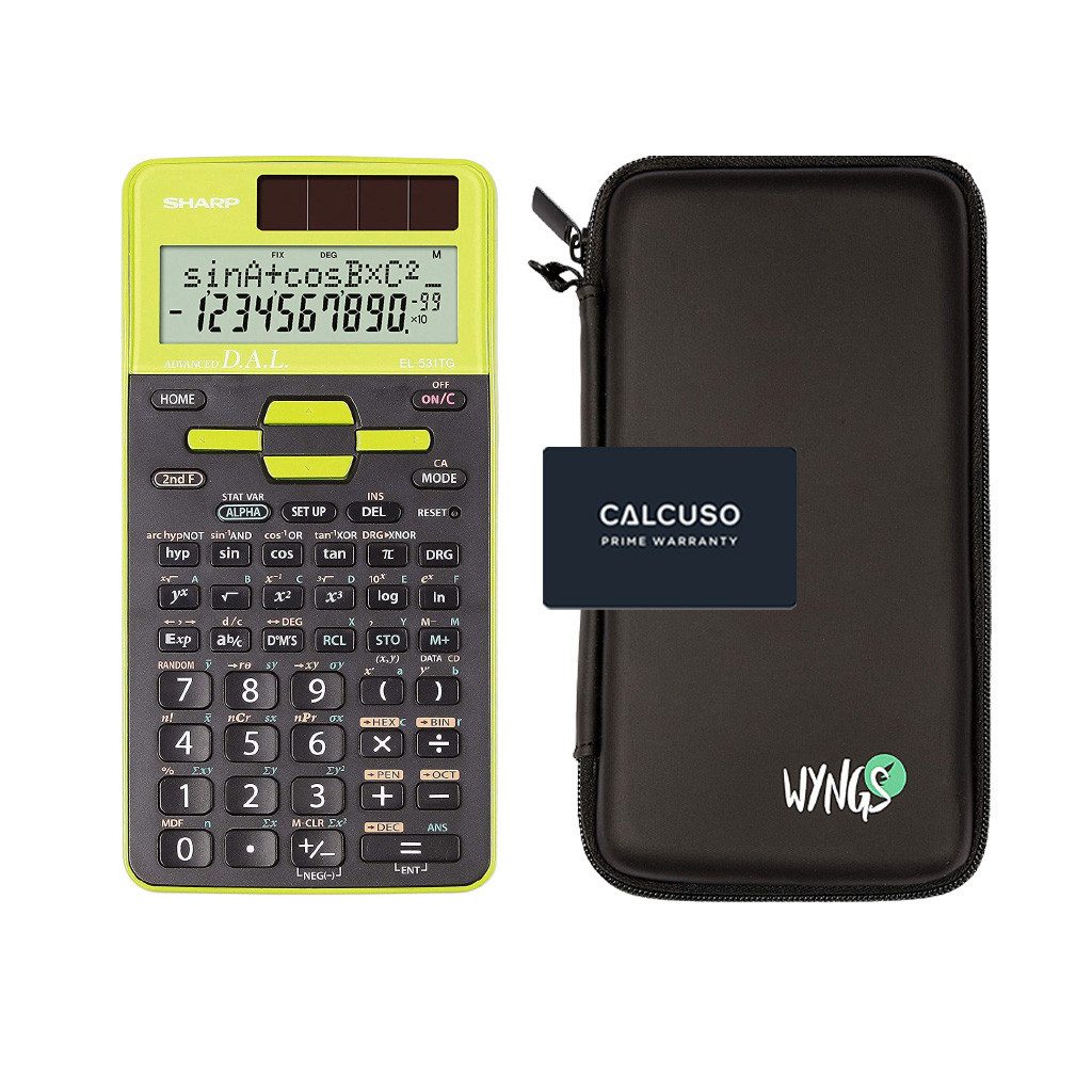 Sharp Карманные калькуляторы Sharp EL-531TG Grün inkl. WYNGS Schutztasche Schwarz