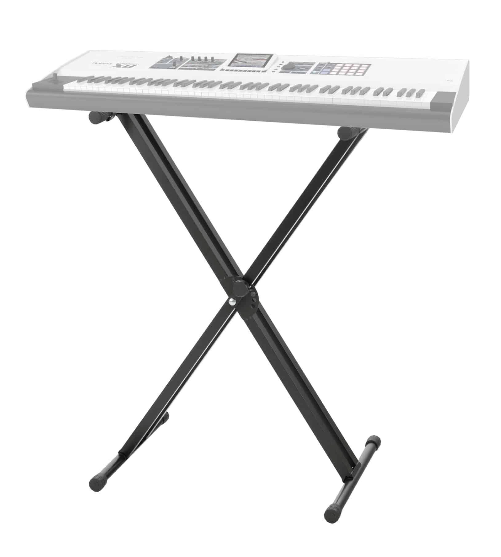 FunKey Keyboardständer Kevboardstativ mit Halteband - Befestigungsriemen - Zusammenklappbar, 7-fach höhenverstellbar von 29 bis 96,5 cm