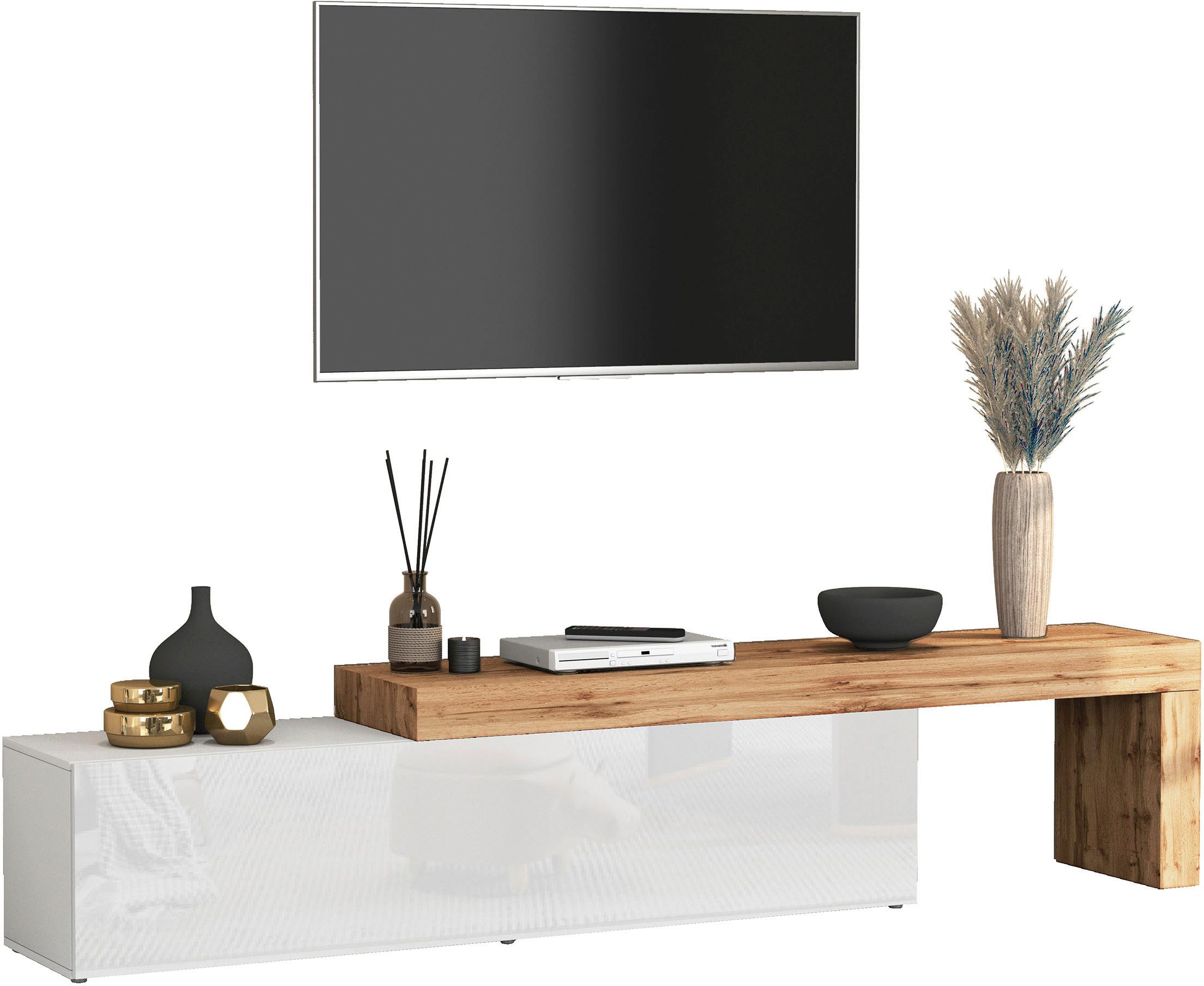 OTTO home Lowboard Lowboard Chronos TV-Board, TV-Schrank (Spar-Set, 1 St., Breite verstellbar von 190 bis 350 cm), Breite 270 cm TV-Board,Lowboard,1 Klappe und  – Bild 5 von 5