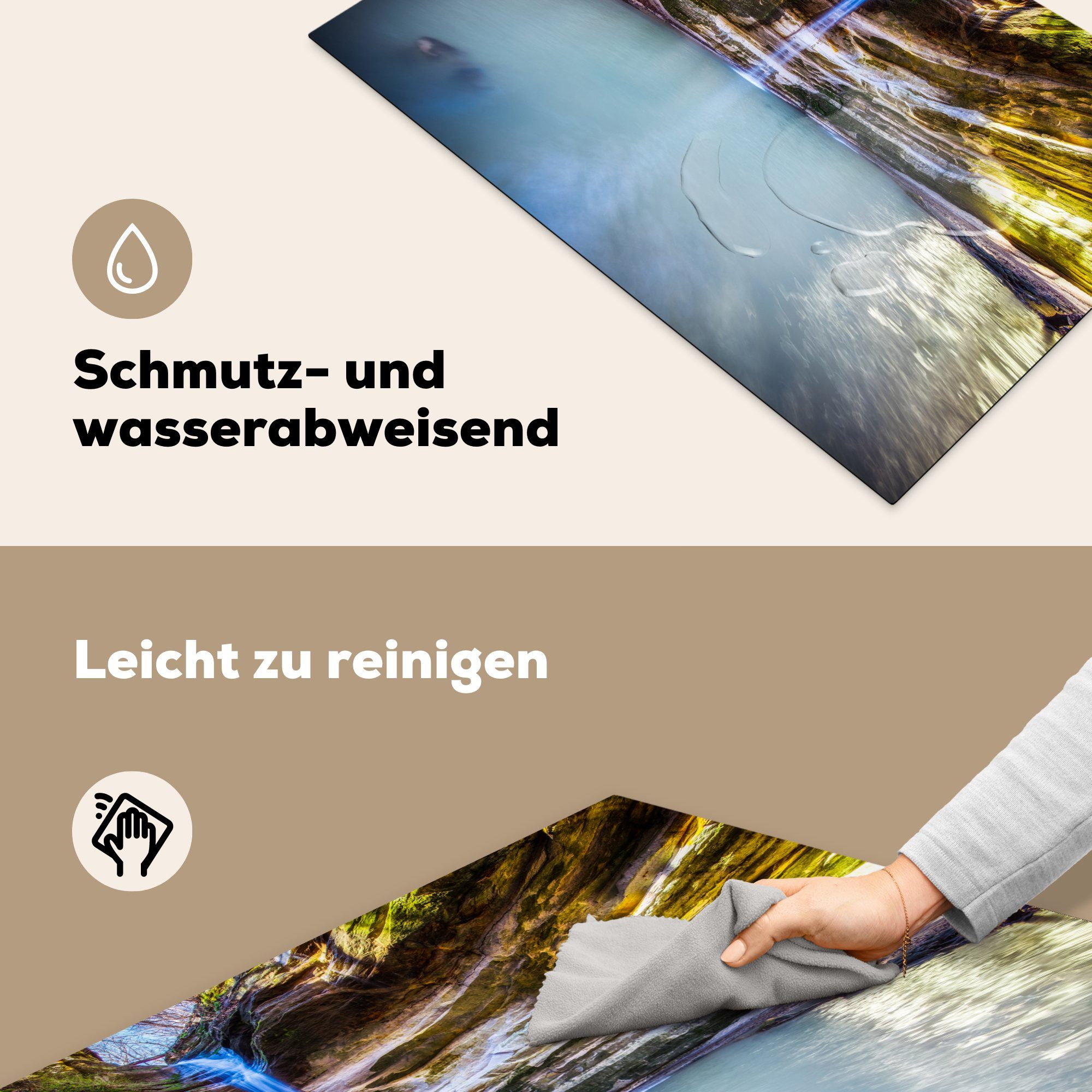 MuchoWow Herdblende-/Abdeckplatte Ein Ceranfeldabdeckung küche, Induktionskochfeld tlg), Park, Schlucht Starved die Rock für einer Wasserfall Vinyl, State in 81x52 cm, Schutz im (1