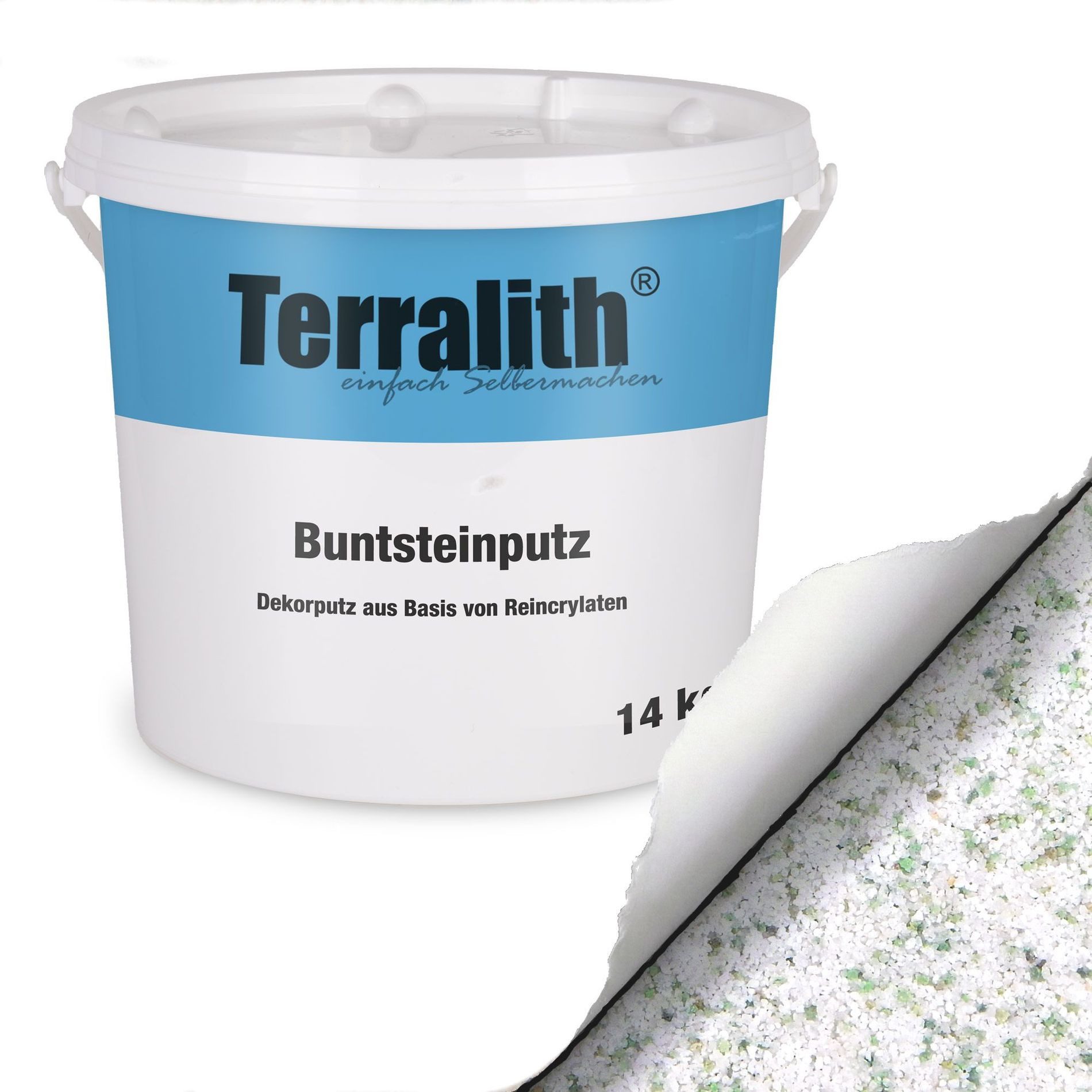 Terralith® Kunstharzputz Buntsteinputz Mosaikputz 2mm -14 kg- BSP107 (Eimer, Verarbeitungsfertig) Dekorationsputz aus Marmor-Granulat bzw. eingefärbter Körnung