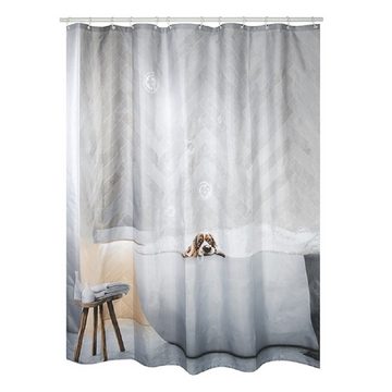 MSV Duschvorhang DOGGY BATH Breite 180 cm, Anti-Schimmel Textil-Duschvorhang, Polyester, 180x200 cm, waschbar