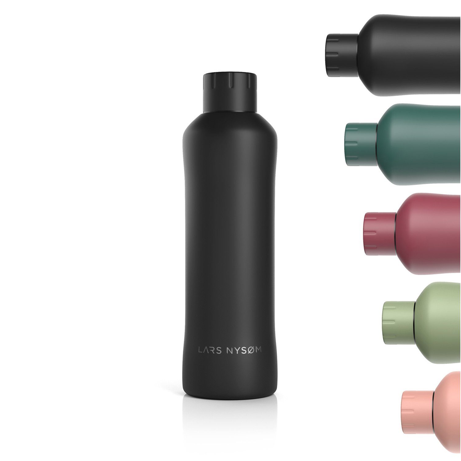 LARS NYSØM Isolierflasche Bølge, BPA-Freie Thermosflasche Kohlensäure geeignet Onyx Black