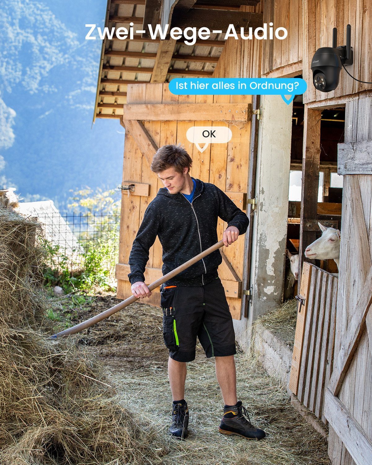 TWUFY Überwachungskamera 4G LTE überwachungskamera mit sim karte outdoor Solar Akku kamera (outdoor, Außenkamera, Außenbereich, Home,Schule,Geschäft,Wald,Farm,C – Bild 5 von 5