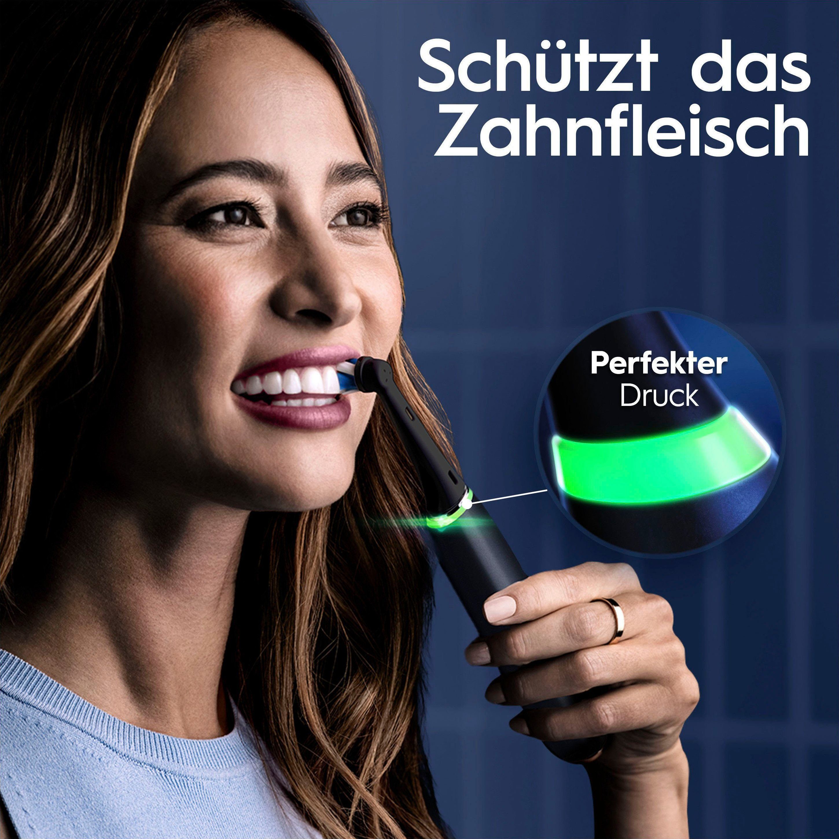 Oral-B Elektrische Zahnbürste Putzmodi, Black Onyx mit Luxe Farbdisplay 7 Lade-Reiseetui Magnet-Technologie, 1 Edition, & 9 Aufsteckbürsten: iO St