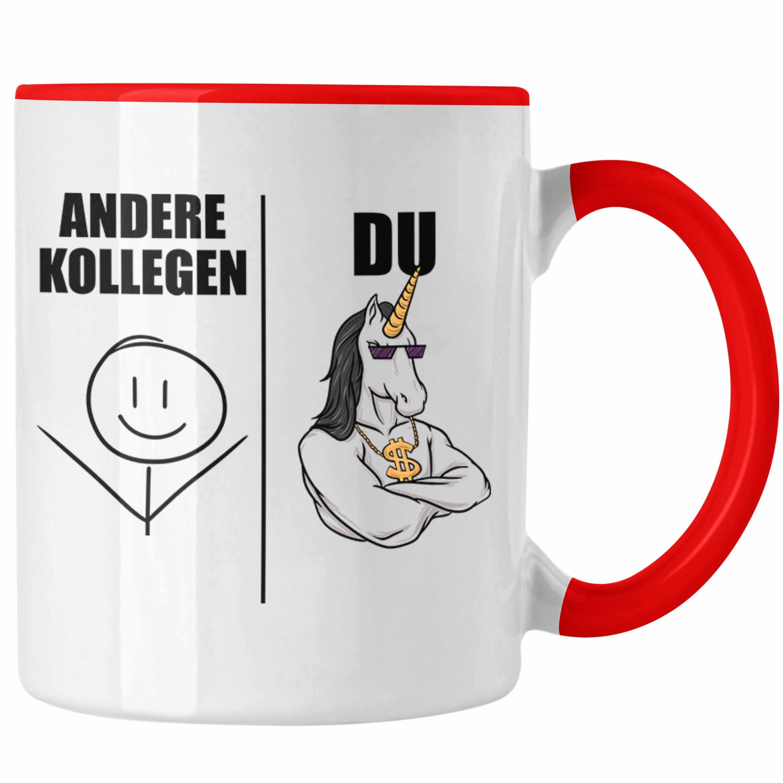 Trendation Tasse Trendation - Bester Kollege Tasse Geschenk Lieblingskollege mit Spruch Danke Lustig Rot | Teetassen