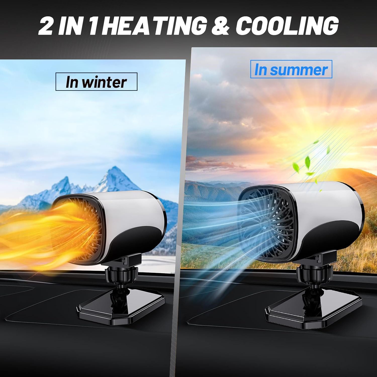 autolock Auto-Entfeuchter Tragbare Autoheizung, 2 in 1 schnelle Heizung Defrost Defogger