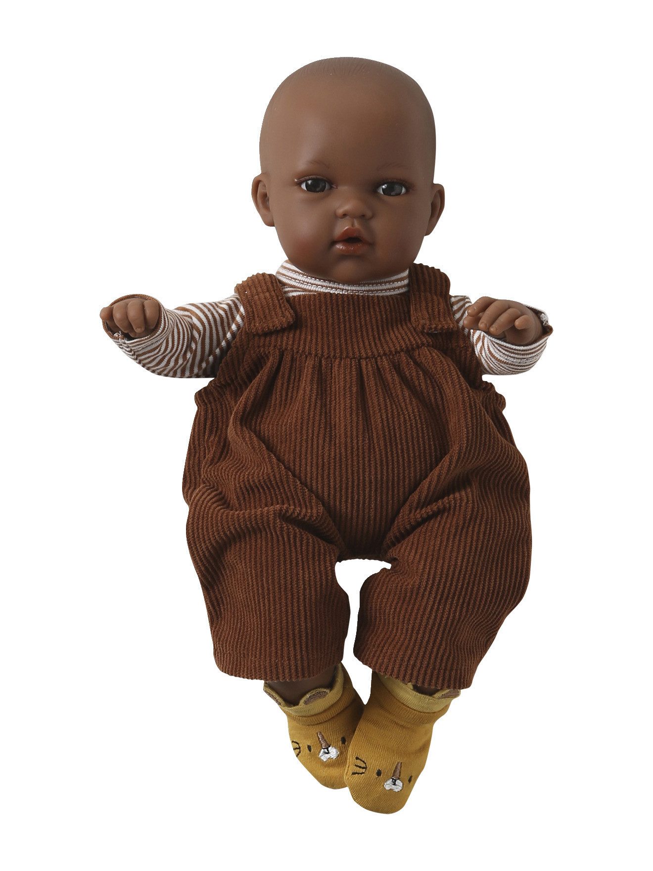 vertbaudet Puppen Accessoires-Set Puppen-Set: Latzhose aus Samt, T-Shirt & Socken