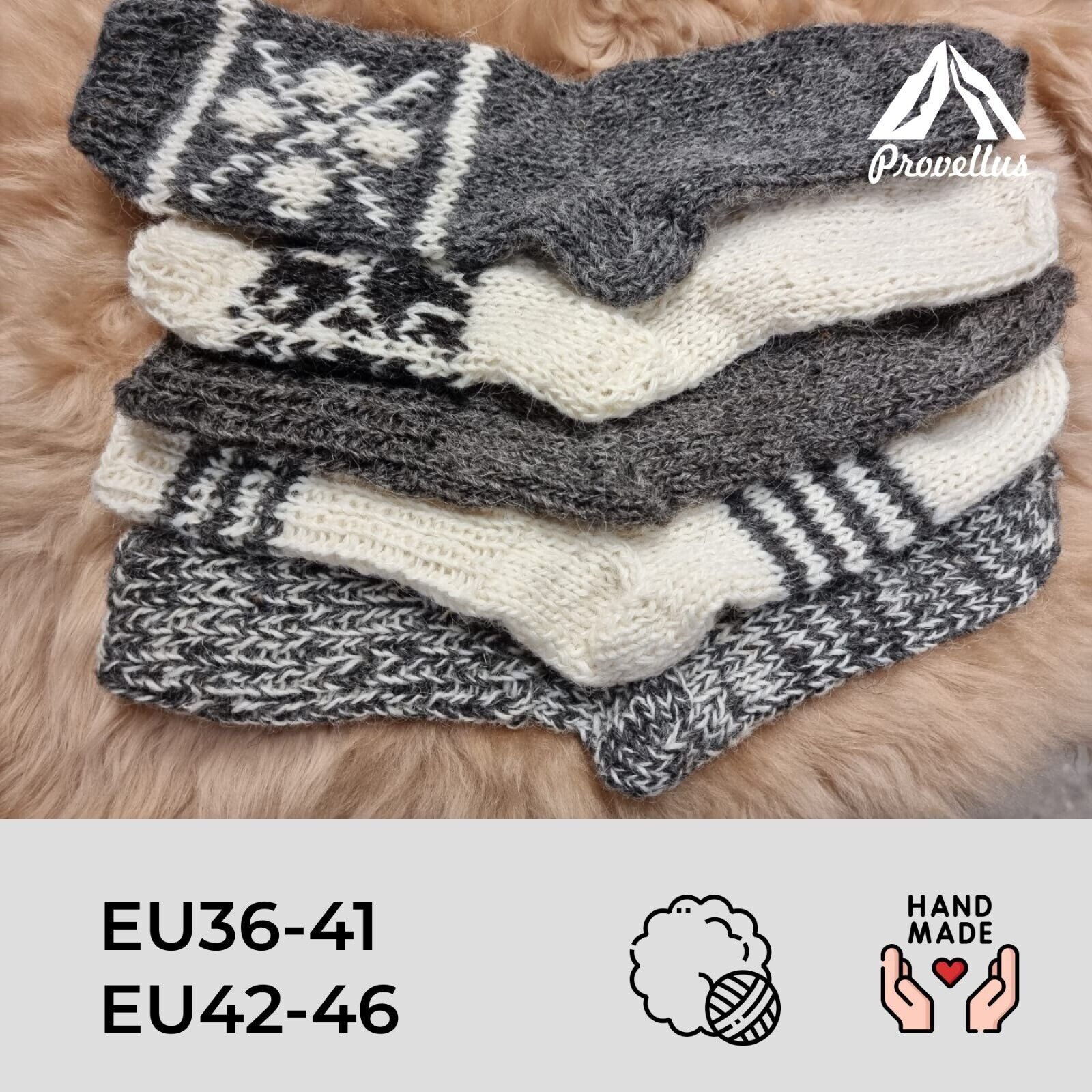 Provellus Haussocken Handgestrickte Wollsocken Dick Warm EU 36-46 Unikat günstig online kaufen