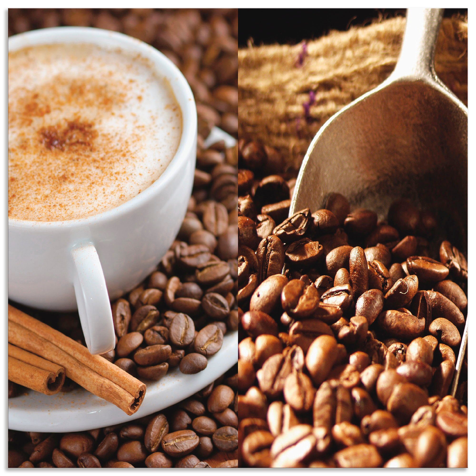 Artland Küchenrückwand Kaffee - Cappuccino - Heißer Kaffee, (1-tlg), Alu Spritzschutz mit Klebeband, einfache Montage